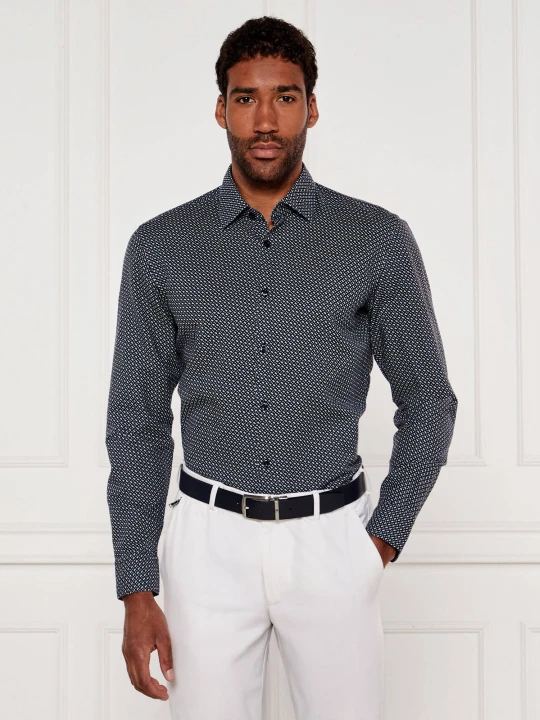 Zdjęcie produktu BOSS BLACK Lniana koszula C-HAL-kent-C1-223 | Casual fit granatowy