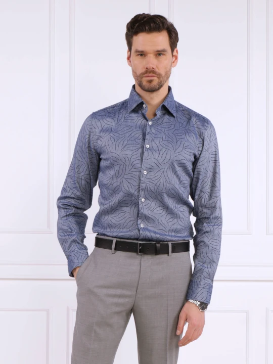 Zdjęcie produktu BOSS BLACK Lniana Koszula C-HAL-kent-C1-223 | Regular Fit granatowy