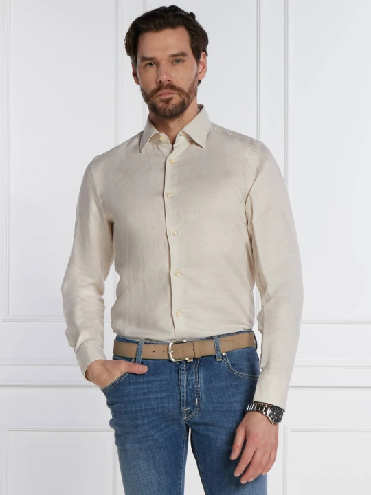 Zdjęcie produktu BOSS BLACK Lniana koszula C-HAL-kent-C3-223 | Casual fit beżowy