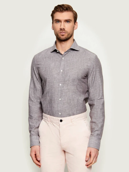 Zdjęcie produktu BOSS BLACK Lniana koszula H-HANK-SP-B1-C1-261 | Slim Fit szary
