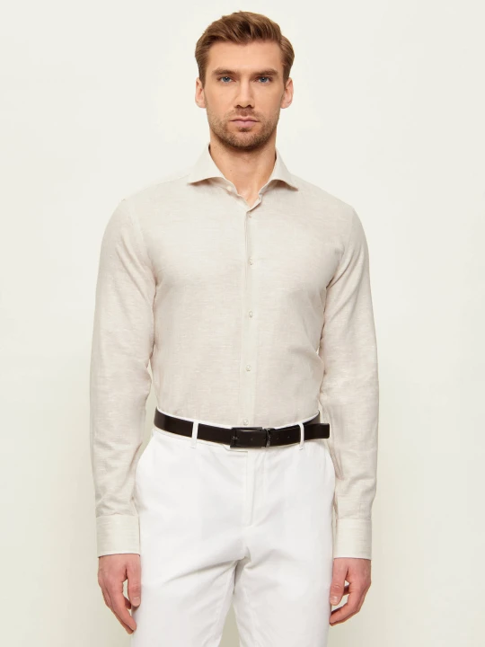 Zdjęcie produktu BOSS BLACK Lniana koszula H-HANK-SP-B1-C1-261 | Slim Fit beżowy