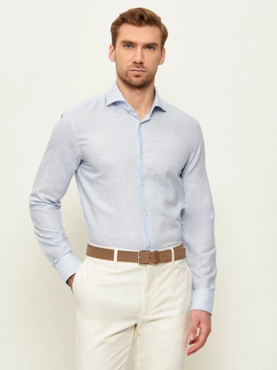 Zdjęcie produktu BOSS BLACK Lniana koszula H-HANK-SP-B1-C1-261 | Slim Fit błękitny