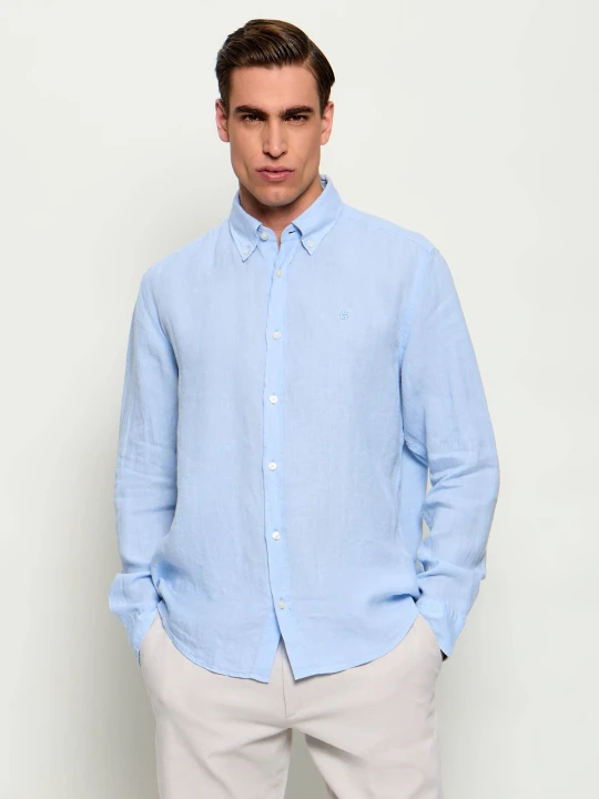 Zdjęcie produktu BOSS BLACK Lniana koszula H-LIAM-BD-E-C1-261 | Regular Fit niebieski