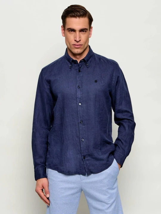 Zdjęcie produktu BOSS BLACK Lniana koszula H-LIAM-BD-E-C1-261 | Regular Fit granatowy