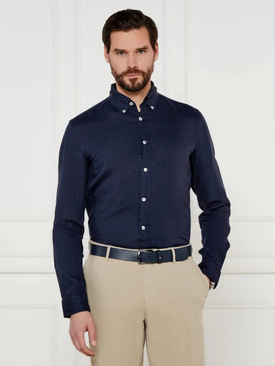 Zdjęcie produktu BOSS BLACK Lniana koszula H-ROAN-BD-E-C1-243 | Slim Fit granatowy