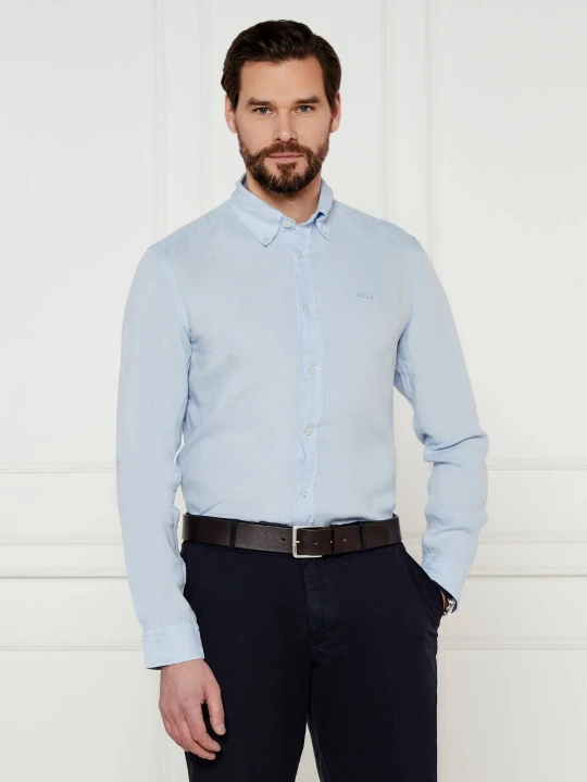 Zdjęcie produktu BOSS BLACK Lniana koszula H-ROAN-BD-E-C1-243 | Slim Fit błękitny