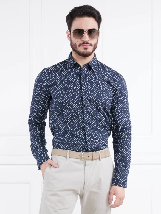 Zdjęcie produktu BOSS BLACK Lniana koszula Roger_F | Slim Fit granatowy