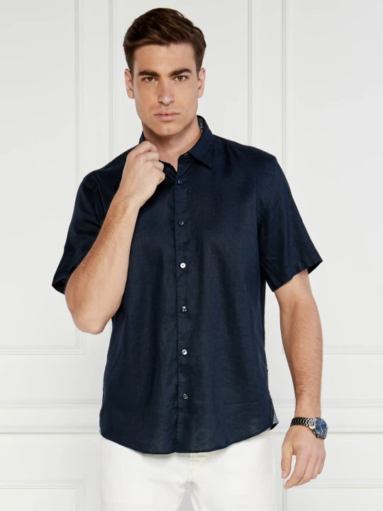 Zdjęcie produktu BOSS BLACK Lniana koszula S-LIAM-ken | Regular Fit granatowy