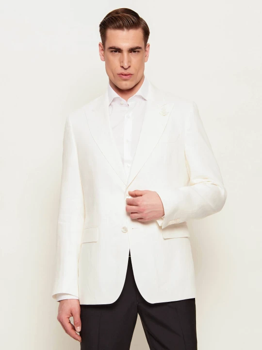 Zdjęcie produktu BOSS BLACK Lniana marynarka H-Hutson-Peak-262 | Slim Fit ecru