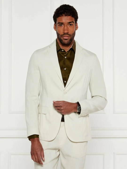 Zdjęcie produktu BOSS BLACK Lniana marynarka P-Hanry-Flaps-WG-252 | Slim Fit biały