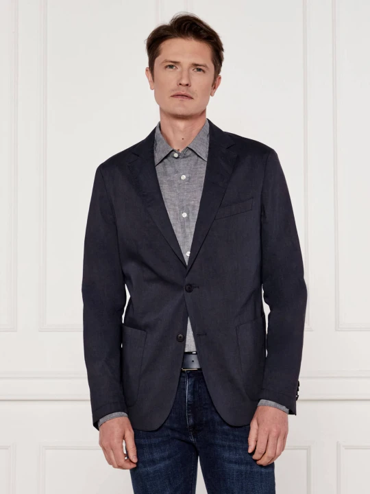 Zdjęcie produktu BOSS BLACK Lniana marynarka P-Hanry-WG-241 | Slim Fit granatowy