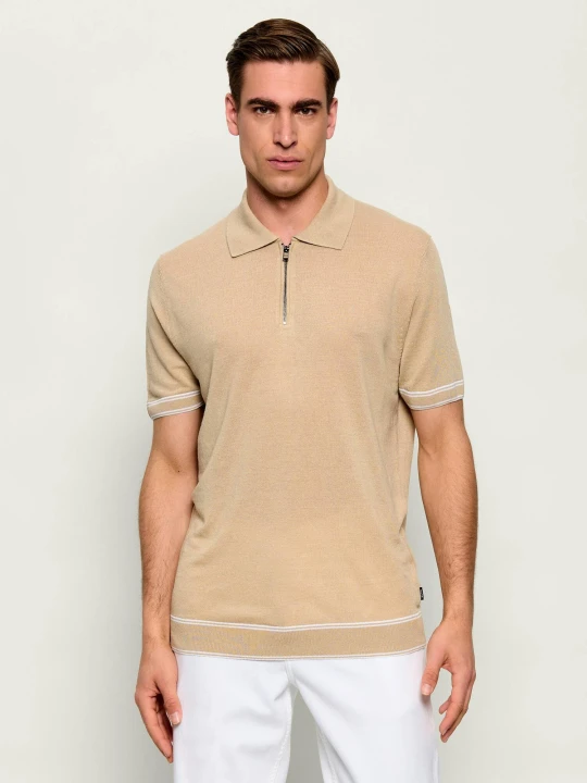 Zdjęcie produktu BOSS BLACK Lniane polo H-Norbertino | Regular Fit beżowy