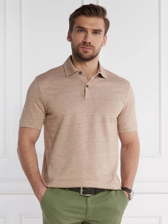 Zdjęcie produktu BOSS BLACK Lniane polo Press 56 | Regular Fit beżowy