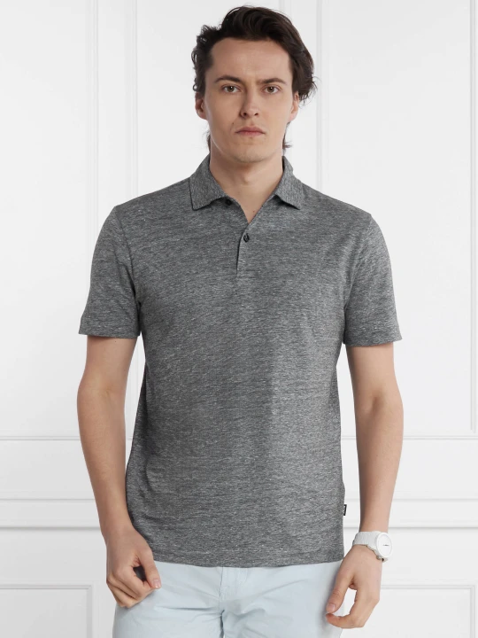 Zdjęcie produktu BOSS BLACK Lniane polo Press 56 | Regular Fit szary