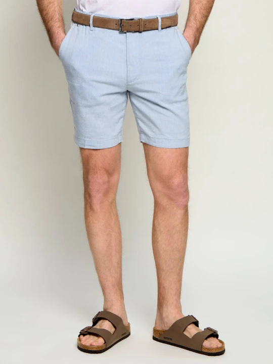 Zdjęcie produktu BOSS BLACK Lniane szorty chino Kane | Regular Fit błękitny