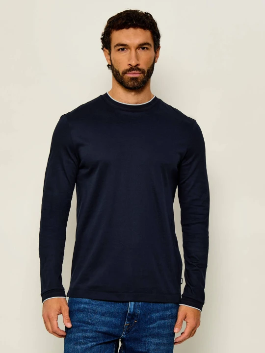 Zdjęcie produktu BOSS BLACK Longsleeve H-Tenison 195 | Slim Fit | mercerised granatowy