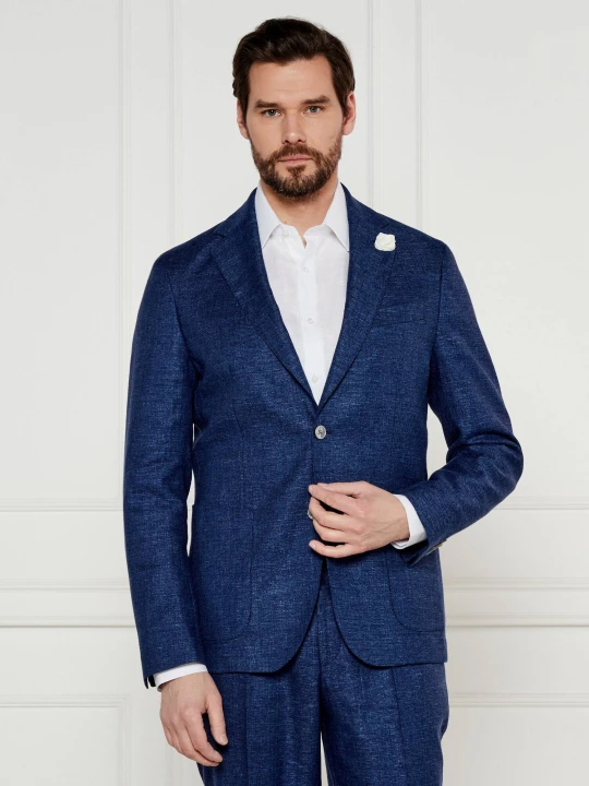 Zdjęcie produktu BOSS BLACK Marynarka C-Hanry-252 | Slim Fit | z dodatkiem lnu granatowy