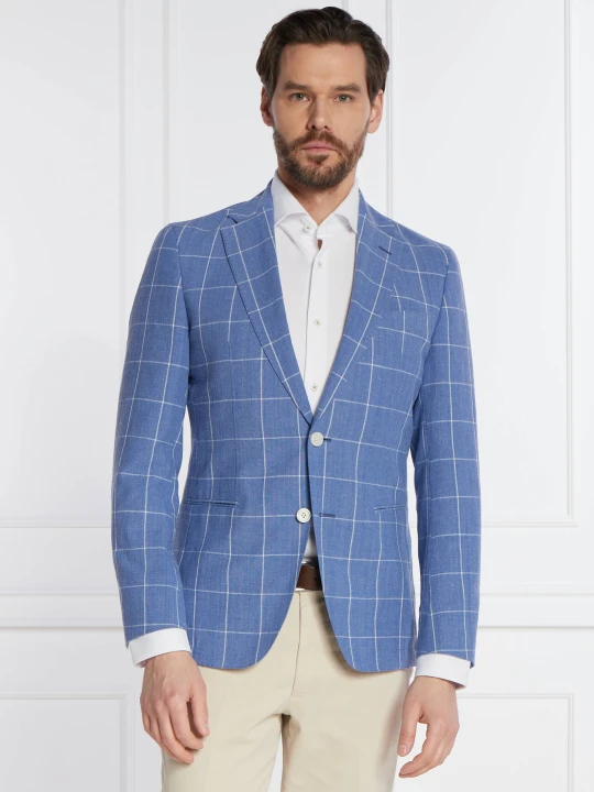 Zdjęcie produktu BOSS BLACK Marynarka C-Huge | Slim Fit | z dodatkiem lnu niebieski