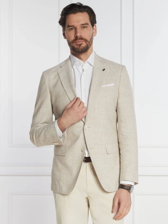 Zdjęcie produktu BOSS BLACK Marynarka H-Hutson-233 | Slim Fit | z dodatkiem lnu beżowy