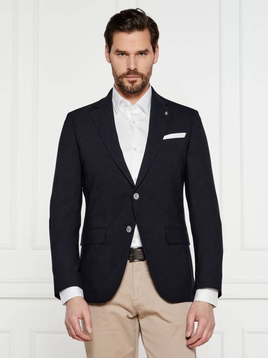 Zdjęcie produktu BOSS BLACK Marynarka z poszetką H-Hutson-233 | Slim Fit | z dodatkiem wełny granatowy