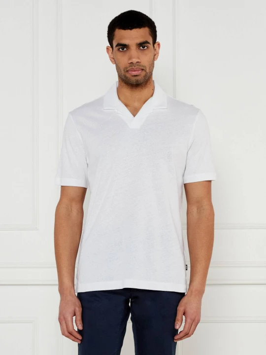 Zdjęcie produktu BOSS BLACK Polo H-Ponti 28 | Regular Fit | z dodatkiem lnu biały