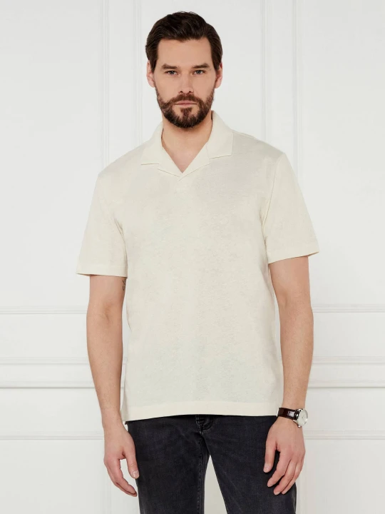 Zdjęcie produktu BOSS BLACK Polo H-Ponti 28 | Regular Fit | z dodatkiem lnu beżowy