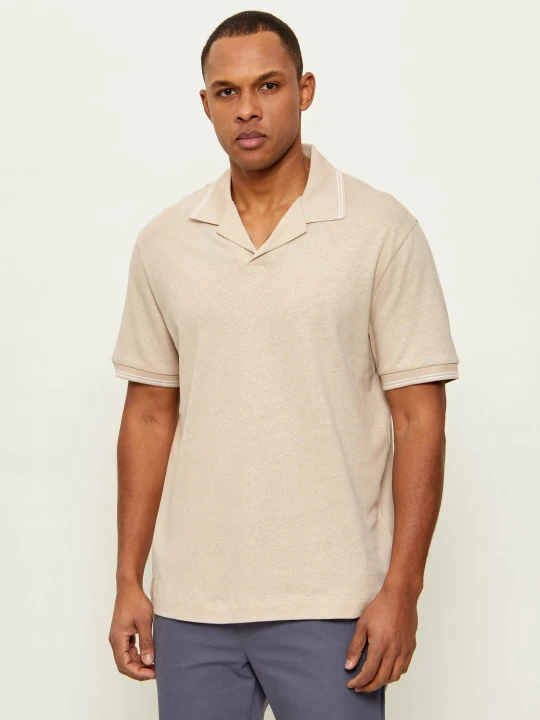 Zdjęcie produktu BOSS BLACK Polo H-Pye 235 | Regular Fit | z dodatkiem lnu beżowy