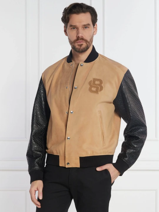 Zdjęcie produktu BOSS BLACK Skórzana kurtka bomber Moniro | Regular Fit beżowy