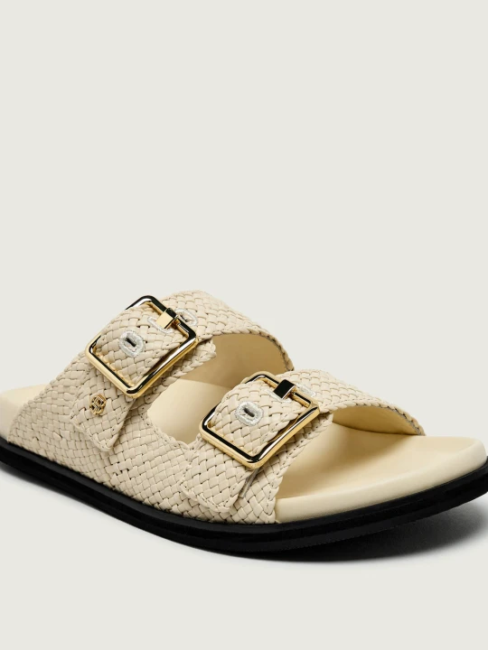 Zdjęcie produktu BOSS BLACK Skórzane klapki Freyah_Slide_WVL ecru