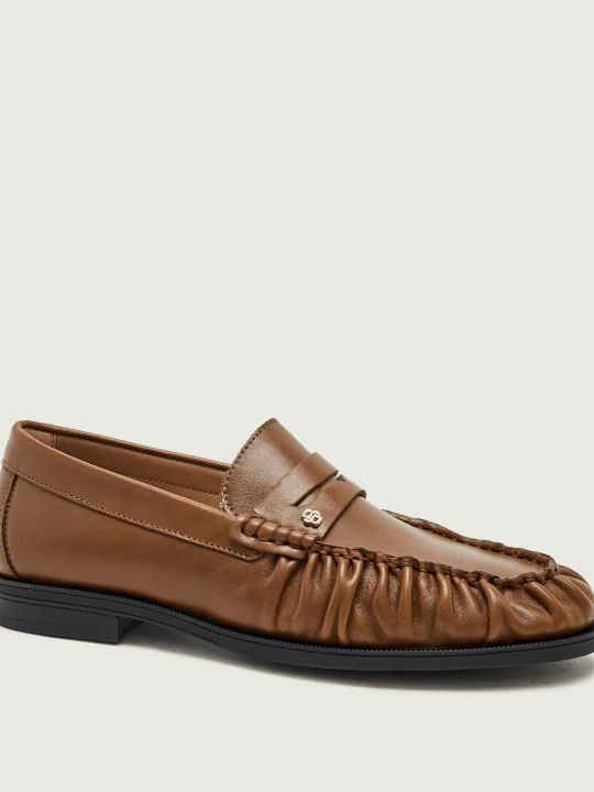 Zdjęcie produktu BOSS BLACK Skórzane loafersy Lycia_Mocc_LTWR brązowy
