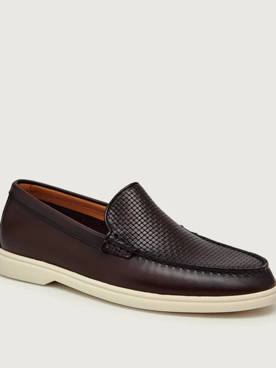Zdjęcie produktu BOSS BLACK Skórzane loafersy Sienne brązowy