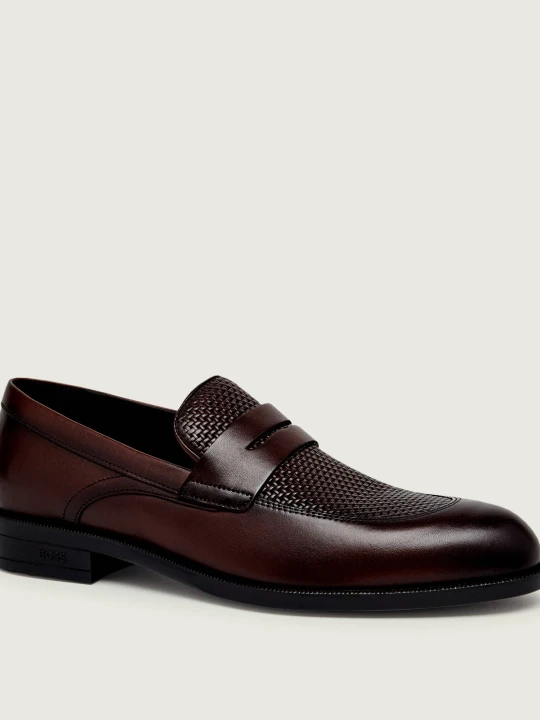 Zdjęcie produktu BOSS BLACK Skórzane loafersy Tayil_Loaf_buwvpe brązowy
