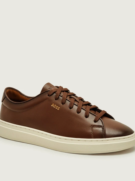Zdjęcie produktu BOSS BLACK Skórzane sneakersy Kieran_Tenn_butb brązowy
