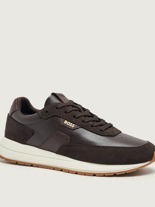 Zdjęcie produktu BOSS BLACK Skórzane sneakersy Vinston_Runn_sdtbbu | zamsz brązowy