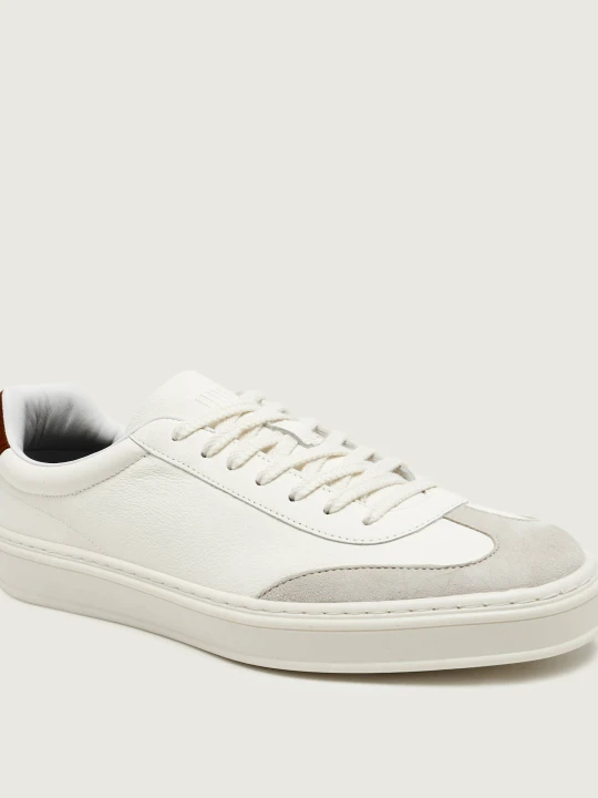 Zdjęcie produktu BOSS BLACK Skórzane sneakersy Zarek_Tenn_sddr_DB | BECKHAM x BOSS | zamsz biały