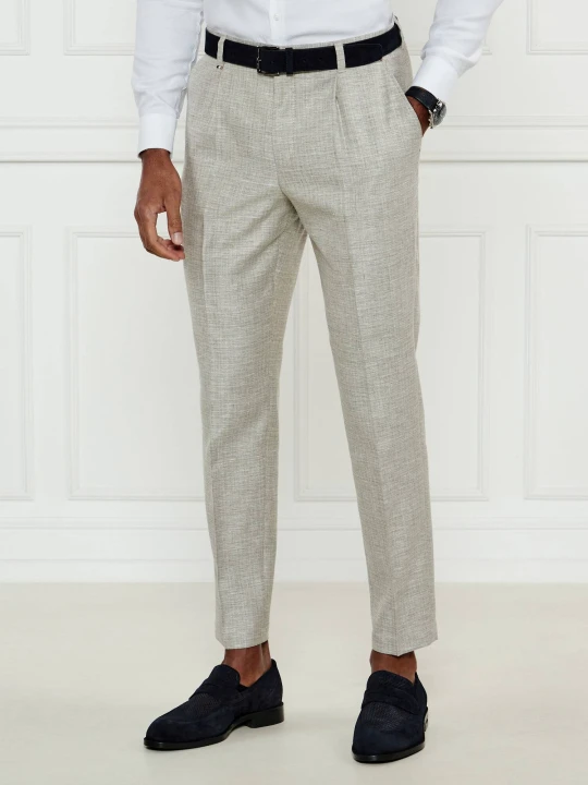 Zdjęcie produktu BOSS BLACK Spodnie C-Perin-PL-25 | Relaxed fit | z dodatkiem lnu beżowy