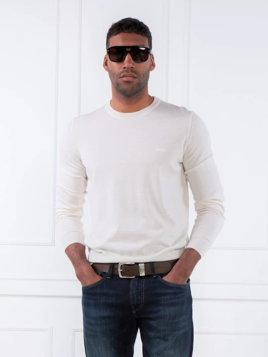 Zdjęcie produktu BOSS BLACK Sweter Botto-L | Regular Fit biały
