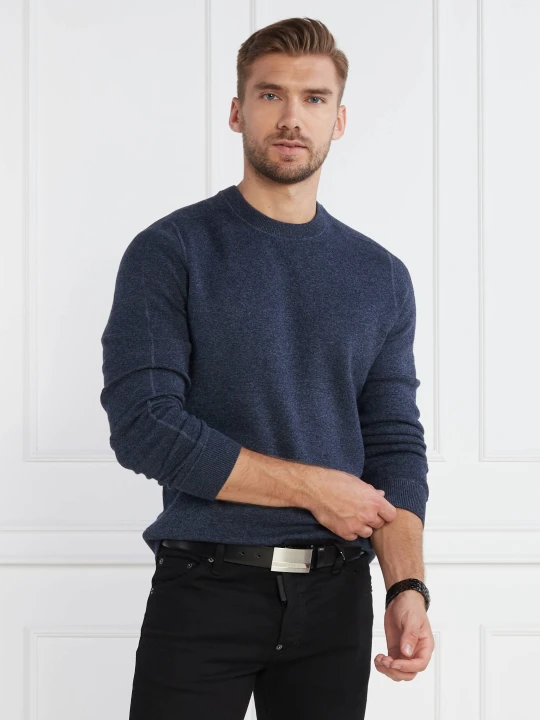 Zdjęcie produktu BOSS BLACK Sweter Onore | Regular Fit | z dodatkiem wełny granatowy
