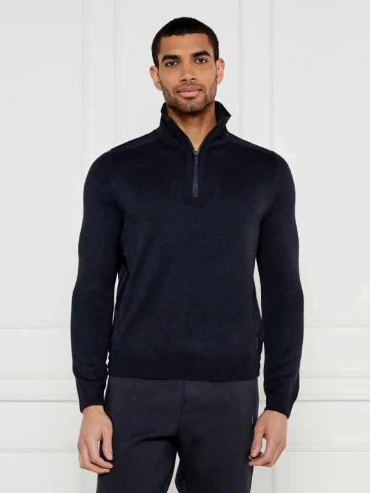 Zdjęcie produktu BOSS BLACK Sweter P-Bart | Regular Fit | z dodatkiem wełny granatowy