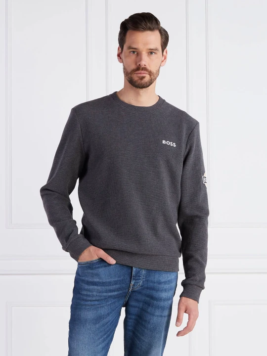 Zdjęcie produktu BOSS BLACK Sweter Structure Sweatshirt | Regular Fit grafitowy