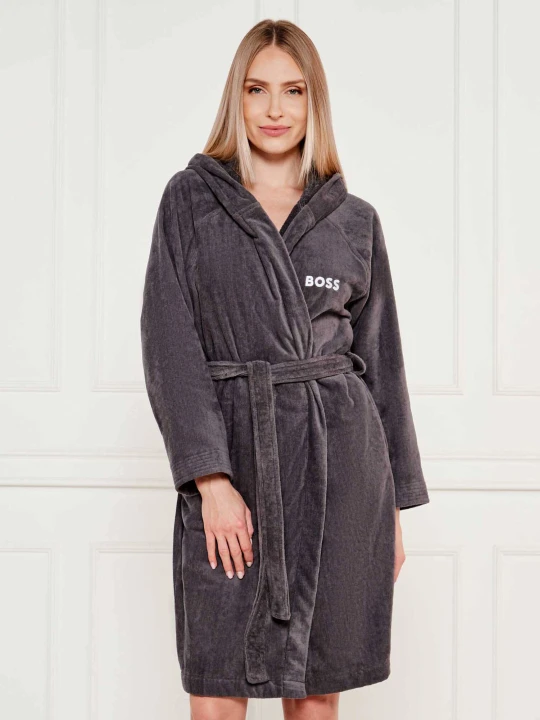 Zdjęcie produktu BOSS BLACK Szlafrok PLAIN | Relaxed fit grafitowy