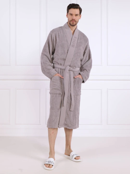 Zdjęcie produktu BOSS BLACK Szlafrok PLAIN | Relaxed fit popielaty