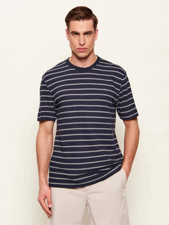 Zdjęcie produktu BOSS BLACK T-shirt H-Taut 235 | Regular Fit | z dodatkiem lnu granatowy