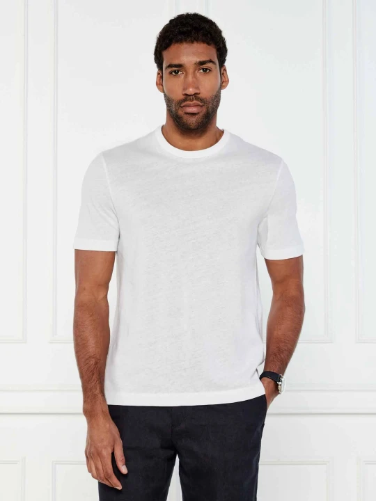 Zdjęcie produktu BOSS BLACK T-shirt H-Taut 28 | Regular Fit | z dodatkiem lnu biały