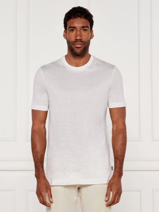 Zdjęcie produktu BOSS BLACK T-shirt H-Thompson 28 | Regular Fit | z dodatkiem lnu biały