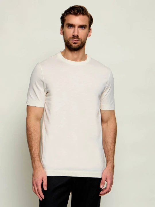Zdjęcie produktu BOSS BLACK T-shirt Tessler | Slim Fit | mercerised kremowy