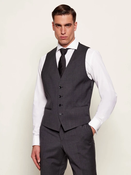 Zdjęcie produktu BOSS BLACK Wełniana kamizelka H-HUGE | Slim Fit grafitowy
