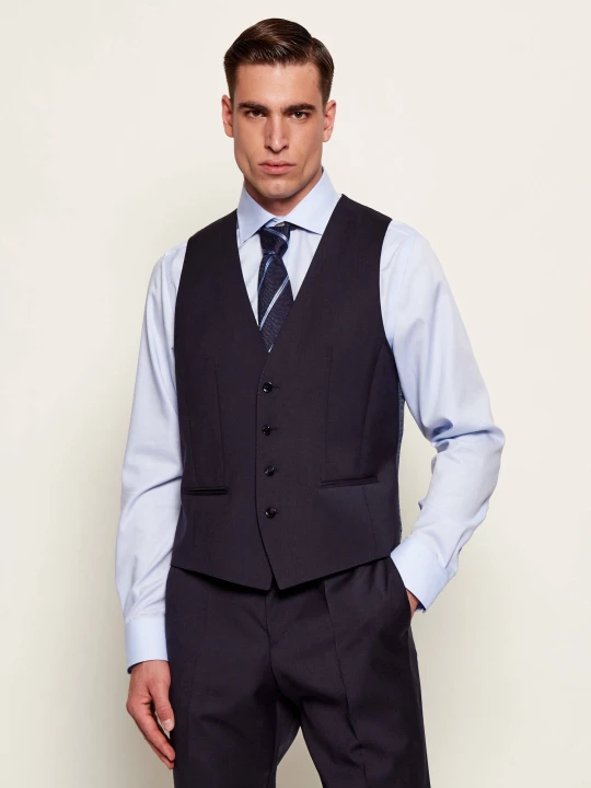 Zdjęcie produktu BOSS BLACK Wełniana kamizelka H-HUGE | Slim Fit granatowy