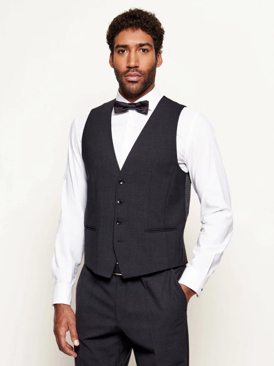 Zdjęcie produktu BOSS BLACK Wełniana kamizelka | Slim Fit grafitowy