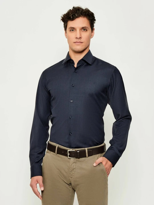 Zdjęcie produktu BOSS BLACK Wełniana koszula H-JOE-kent-C1-214 | Regular Fit granatowy